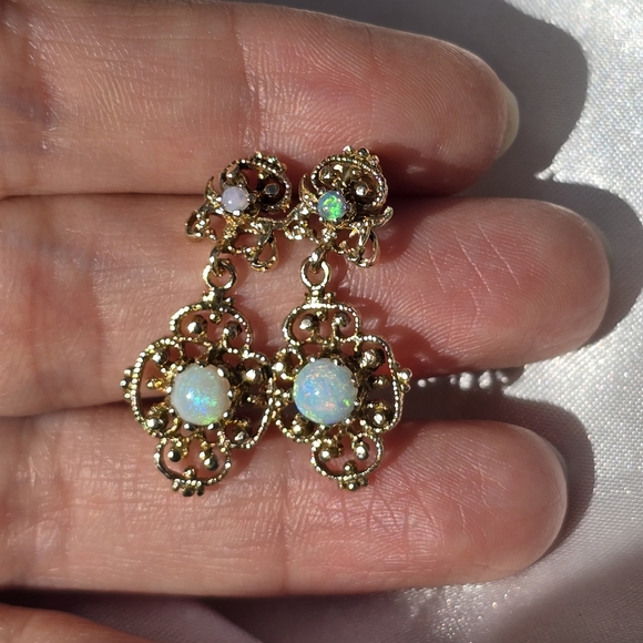 14k Opal Drop Earrings - Picture 3 of 5